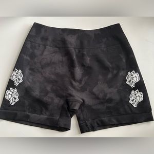 Darc Sport Black Athletic Shorts with Wolf Design